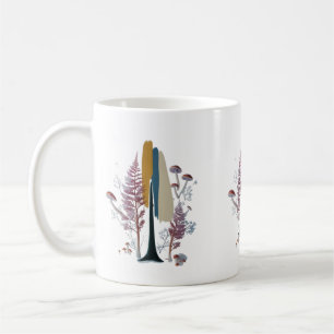 De Café Caneca Clássica Boho Floresta Traço Abstrato