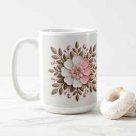 De Café Caneca Clássica Branca Dourada e Rosa