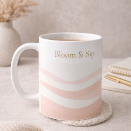De Café Caneca Clássica Branco com Ondulação Rosa, 325 ml