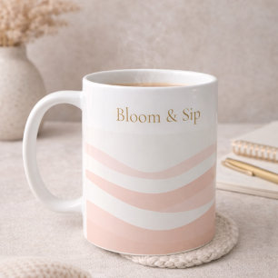De Café Caneca Clássica Branco com Ondulação Rosa, 325 ml