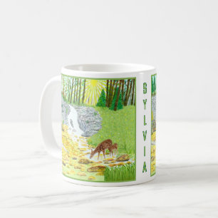 De Café Caneca Clássica com Cena Florestal e Texto