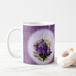 De Café Caneca Clássica com Desenho Floral Roxo Elegante 