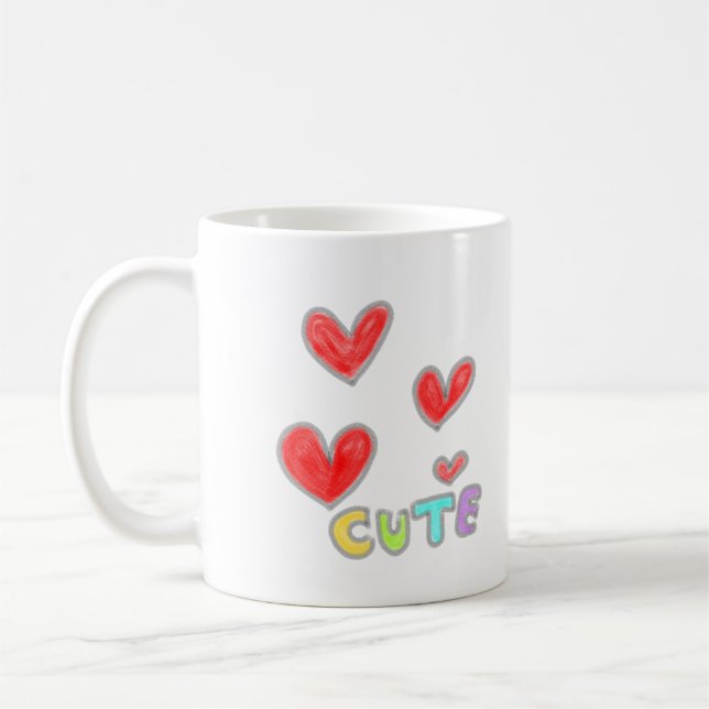 De Café Caneca Clássica Corações Vermelhos Fofos (Esquerda)