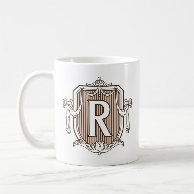 De Café Caneca clássica customizável da inicial "R" da (Esquerda)