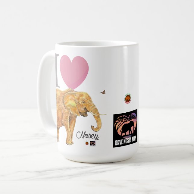De Café Caneca clássica. Eu Adoro Nosey. (Frente Esquerda)