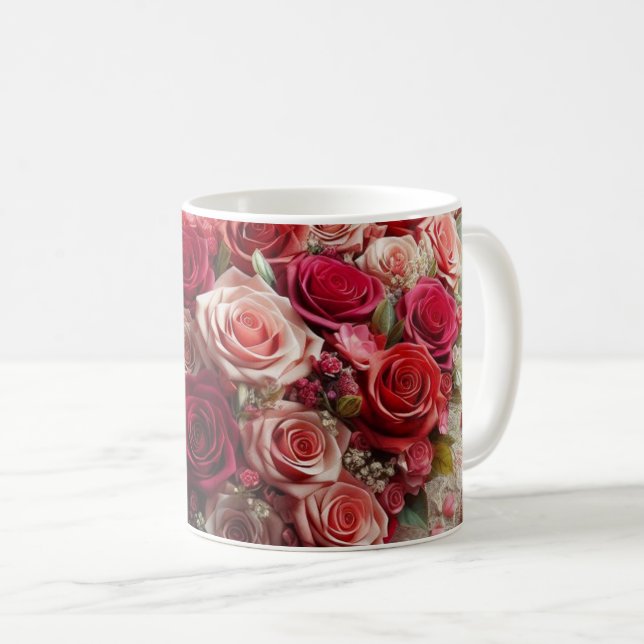 De Café Caneca clássica floral (Frente Esquerda)