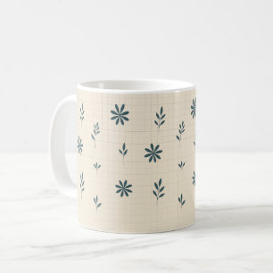 De Café Caneca Clássica Floral Verde Minimalista