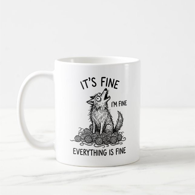 De Café Caneca Clássica: Humor Ansiedade Lobo Uivando Capr (Esquerda)
