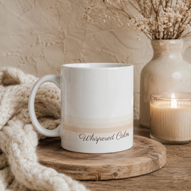 De Café Caneca Clássica Listras Calmas Sussurradas, 330 ml (Warm sandtone ceramic accent for latte corners and airy apartment kitchens)