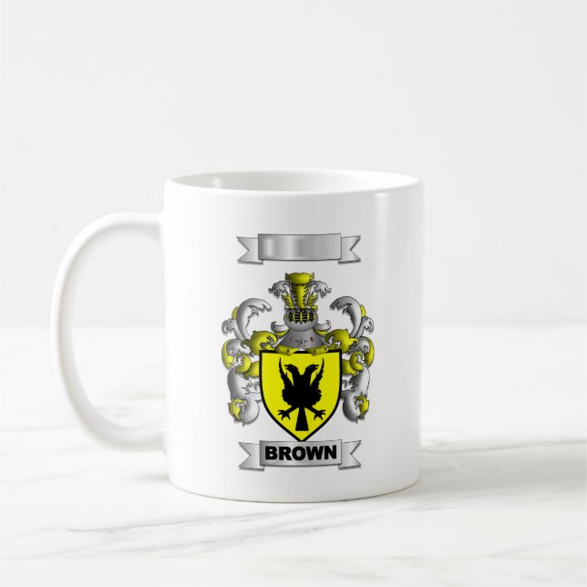 De Café Caneca Clássica Marrom Sobrenome e Brasão da Famíl (Esquerda)
