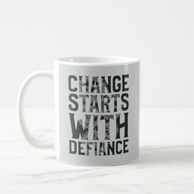 De Café Caneca Clássica Mudança Começa com Desafio (Esquerda)