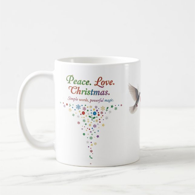 De Café Caneca Clássica Paz Amor Natal – Palavras Simples (Esquerda)