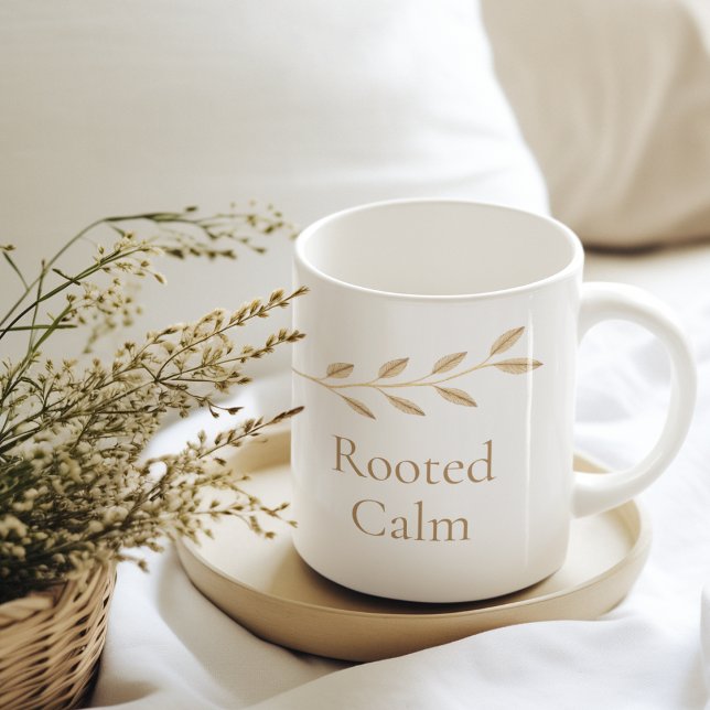 De Café Caneca Clássica Rooted Calm Vine, 330 ml (Folk-inspired vine accents in muted tones designed for quiet, everyday coffee moments.)
