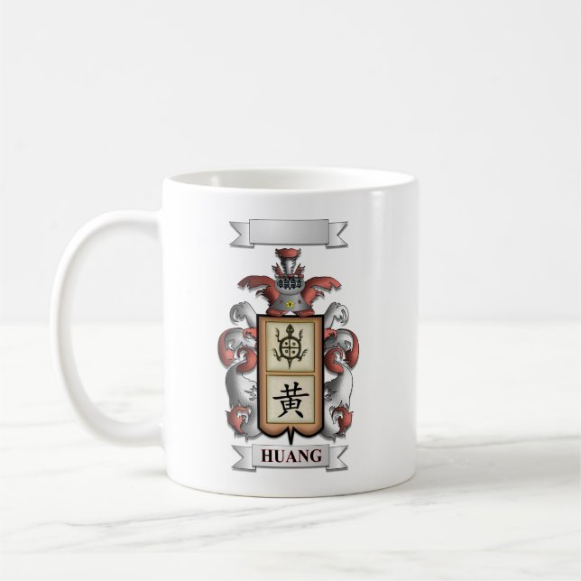 De Café Caneca Clássica Sobrenome Huang e Escudo (Esquerda)