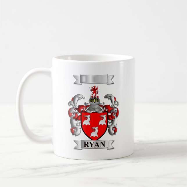 De Café Caneca Clássica Sobrenome Ryan e Escudo (Esquerda)