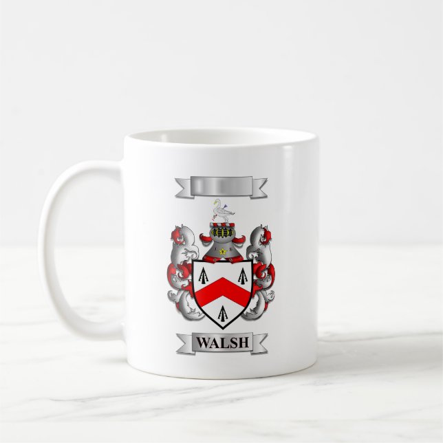 De Café Caneca Clássica Sobrenome Walsh e Escudo (Esquerda)