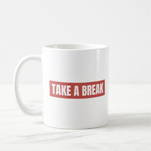 De Café Caneca Clássica Vermelha "Faça Uma Pausa" (Esquerda)