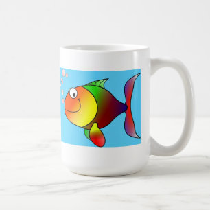 De Café CANECA colorida bonito dos PEIXES dos desenhos