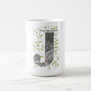 De Café Caneca colorida da letra J do monograma