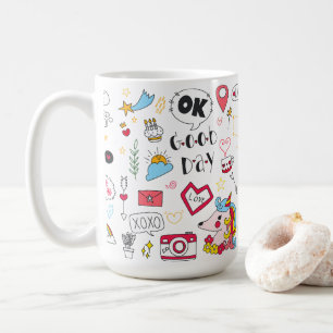 De Café caneca colorida desenhada à mão