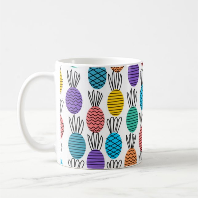 De Café Caneca colorida do Doodle do abacaxi (Esquerda)