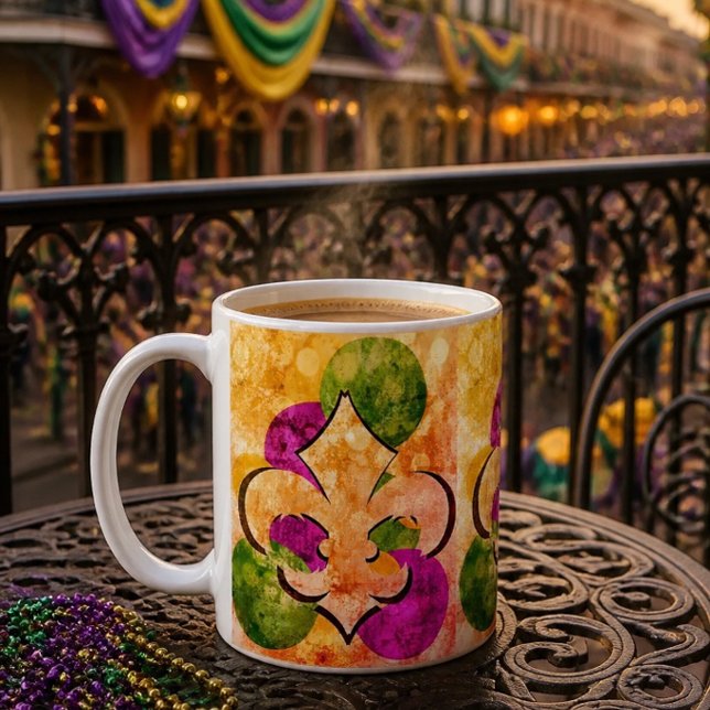 De Café Caneca Colorida Fleur-de-Lis (Criador carregado)