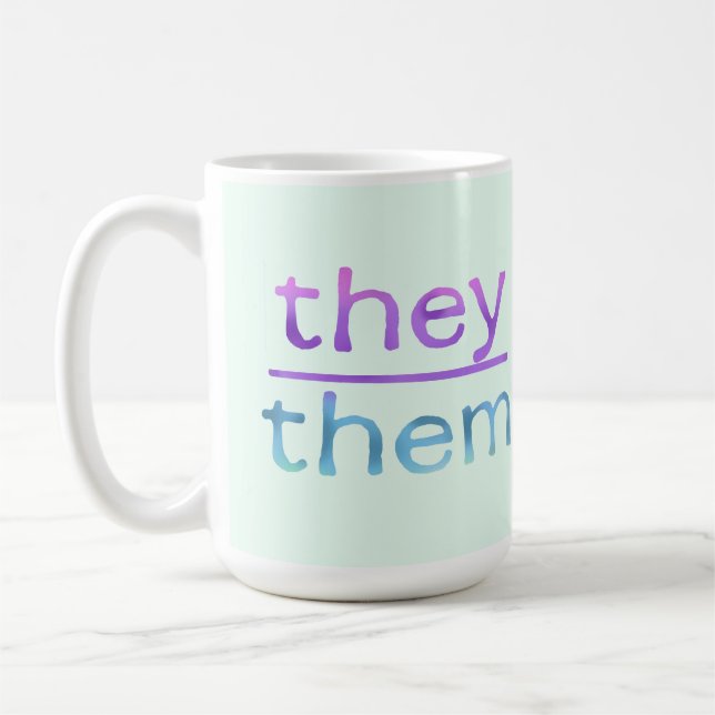 De Café Caneca Colorida Pronome Eles Elas (Esquerda)