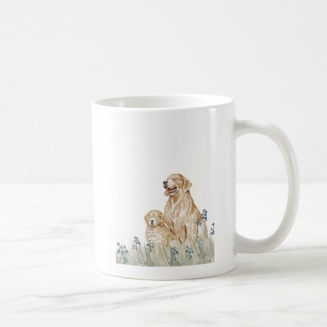De Café caneca com a família do Ouro Retriever (Direita)