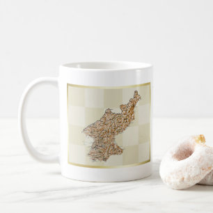 De Café Caneca com Bandeira da Coreia do Norte + Mapa