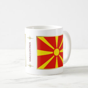 De Café Caneca com Bandeira e Mapa da Macedônia do Norte