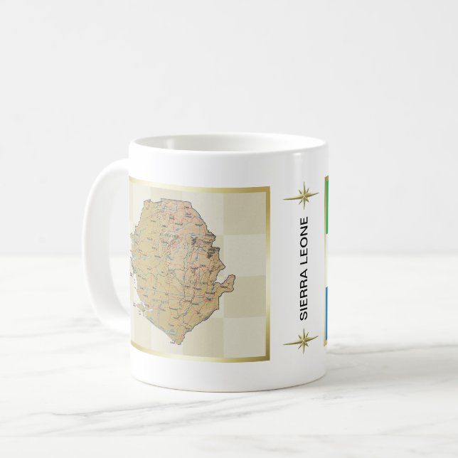 De Café Caneca com Bandeira e Mapa da Serra Leoa (Frente Esquerda)