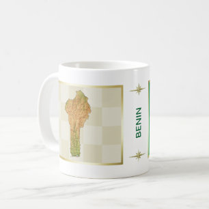 De Café Caneca com Bandeira e Mapa do Benim