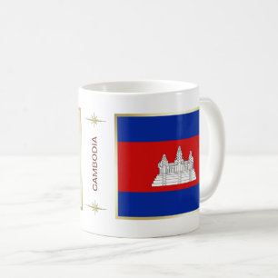 De Café Caneca com Bandeira e Mapa do Camboja