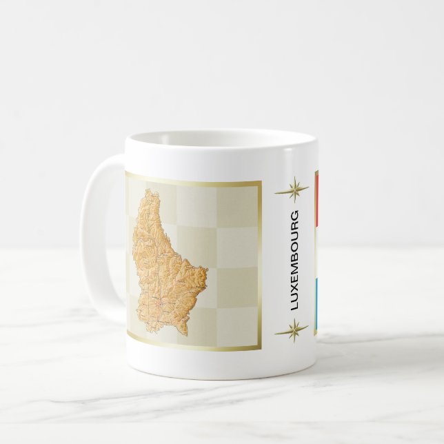 De Café Caneca com Bandeira e Mapa do Luxemburgo (Frente Esquerda)