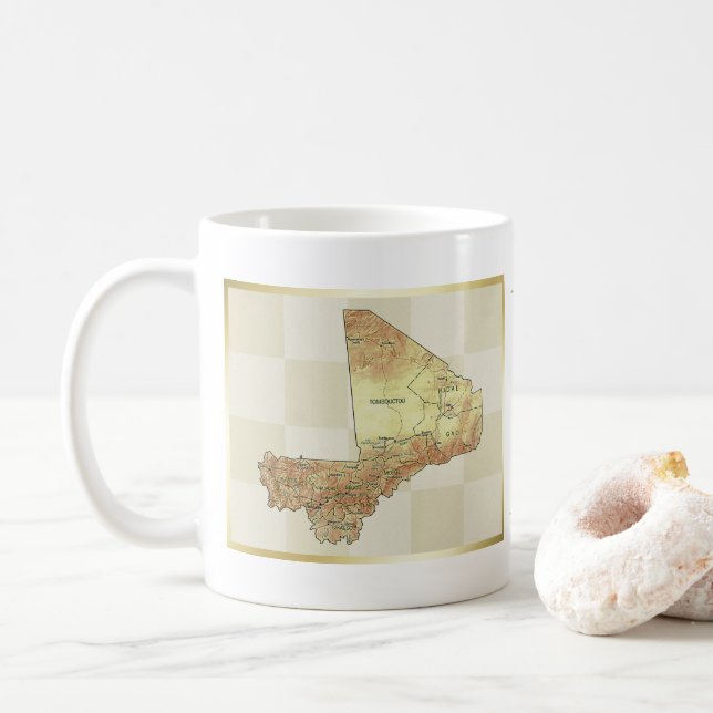 De Café Caneca com Bandeira e Mapa do Mali (Com Donut)