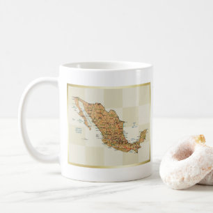 De Café Caneca com Bandeira e Mapa do México