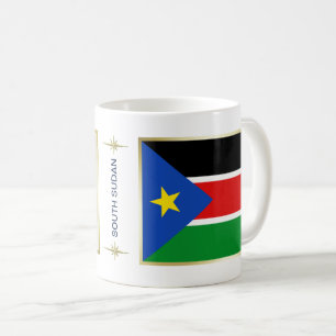 De Café Caneca com Bandeira e Mapa do Sudão do Sul