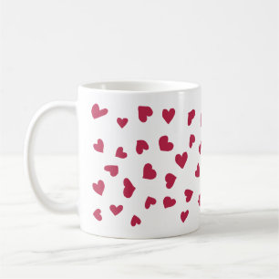 De Café Caneca com Corações Vermelhos Rabiscados Espalhado