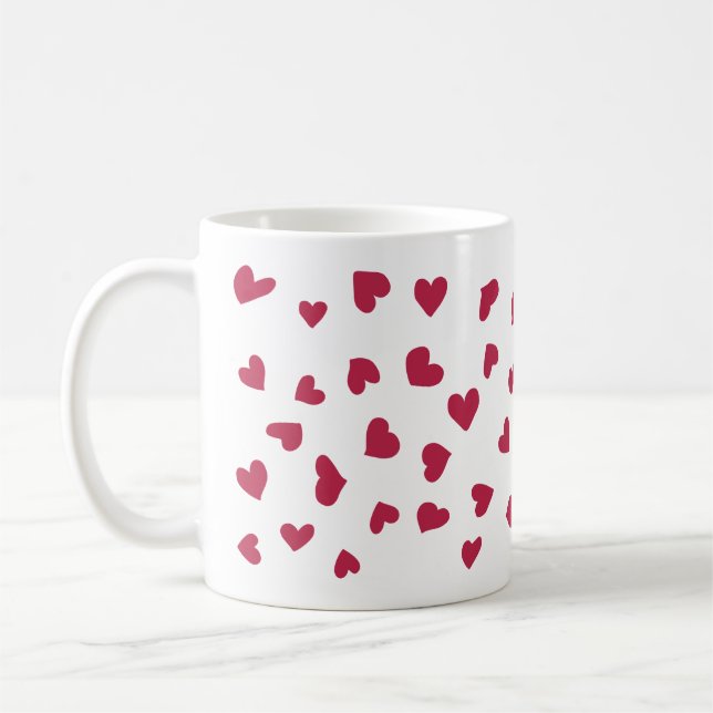De Café Caneca com Corações Vermelhos Rabiscados Espalhado (Esquerda)