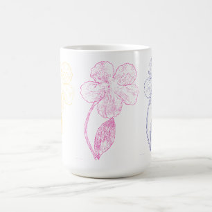 De Café Caneca com Desenho Floral Desenhado à Mão