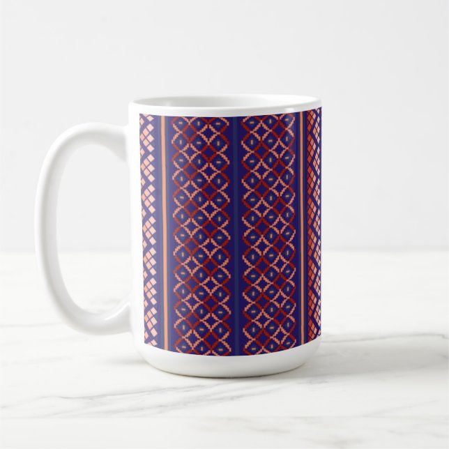 De Café Caneca com desenho geométrico roxo (Esquerda)