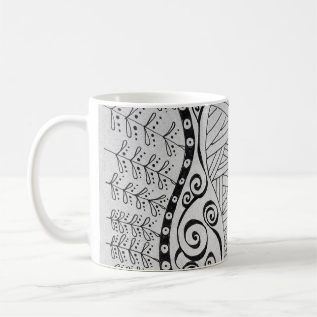 De Café Caneca com design preto e branco (Esquerda)