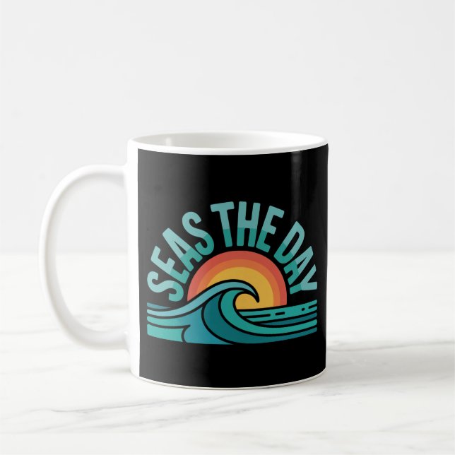 De Café Caneca com Emblema do Dia Divertido do Mar Oceano  (Esquerda)