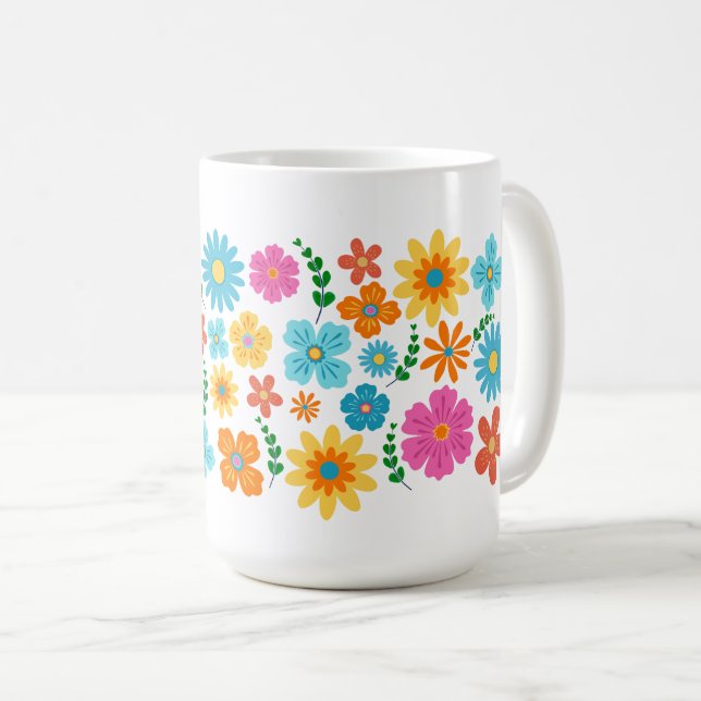 De Café Caneca com Estampa Floral (Frente Esquerda)