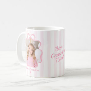 De Café Caneca com Foto da Melhor Avó e Laço Rosa