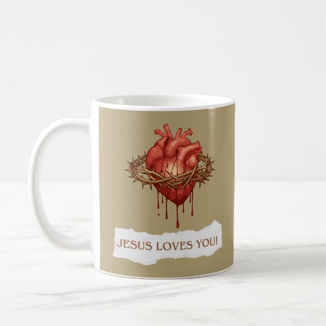 De Café Caneca com Frase Motivacional "Jesus Ama Você" (Esquerda)
