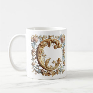 De Café Caneca com Inicial Barroca 'C' para uma Princesa d