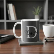 Caneca com Inicial e Nome em Monograma Moderno | E