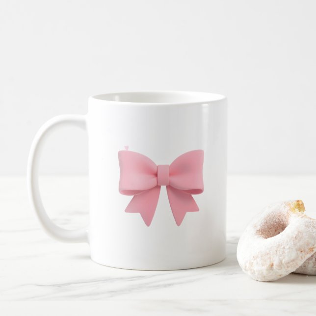 De Café Caneca com Laço Rosa (Com Donut)