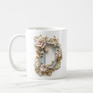 De Café Caneca com Letra 'D' Barroca para uma Princesa do